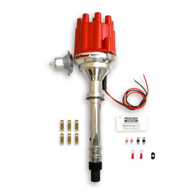 Pertronix Billet Distributor for Chevy Small Block/Big Block Engines (Ignitor II) with Vacuum/Mechanical Advance, Red / Female D100701