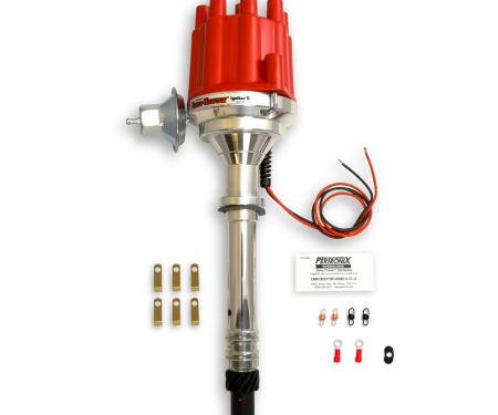 Pertronix Billet Distributor for Chevy Small Block/Big Block Engines (Ignitor II) with Vacuum/Mechanical Advance, Red / Female D100701