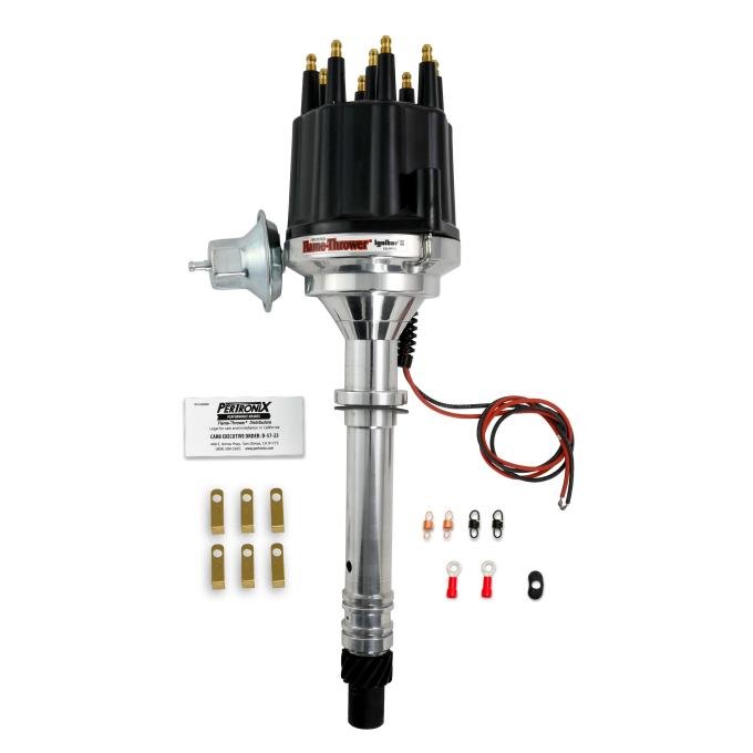 Pertronix Billet Distributor for Chevy Small Block/Big Block Engines (Ignitor II) with Vacuum/Mechanical Advance, Black / Male D100710