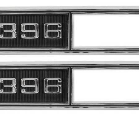 AMD Side Marker Bezels, Front, "396", LH/RH Pair, 68 Chevelle El Camino Fullsize Chevy Car; 68-69 Chevy II Nova T-4523
