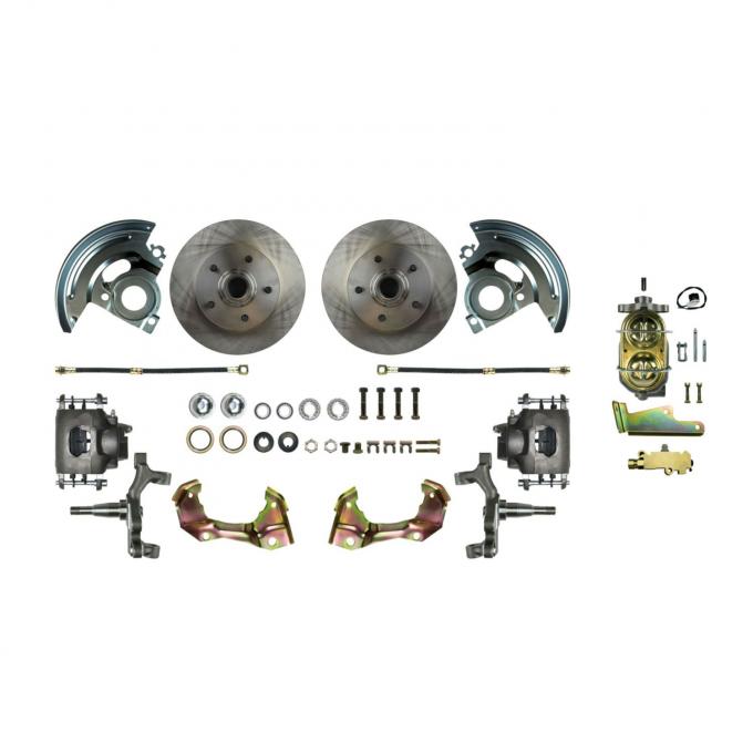 Right Stuff Manual Front Disc Brake Conversion Kit with Standard Rotors and Natural Finish Calipers for 68-74 Nova. AFXSD04C