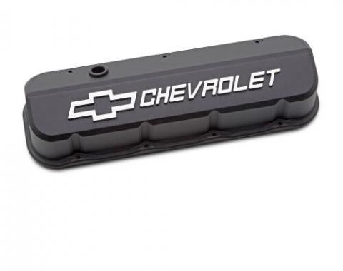 Proform Chevrolet Big-Block Slant-Edge Valve Covers, Black Crinkle, Tall, Raised and Milled Emblems 141-870