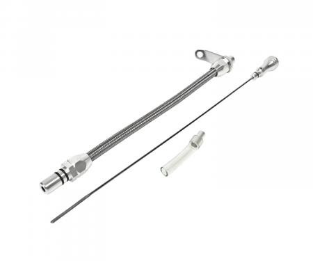 B&M Automatic Transmission Dipstick & Tube, Billet Aluminum/Stainless Steel Braided 22166