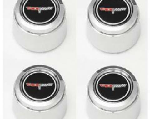 Nova 1980-1981 Corvette Pace Car Style Chrome Wheel Cap Set, For Corvette Style Aluminum Wheels