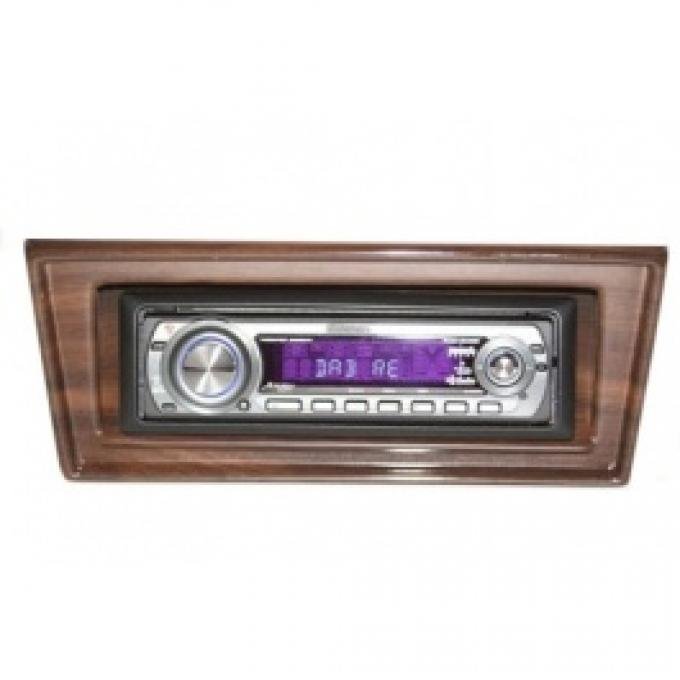 Chevy II-Nova Stereo Radio, KHE-300, AM/FM, Manual Tuning, Chrome Face, Wood Bezel, 1966-1967