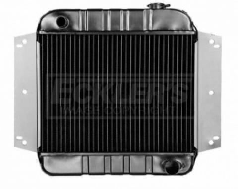 Nova And Chevy II US Radiator, Copper And Brass, Standard Duty, Two Row, 194CI And 230CI L6 Engine And Manual Transmission, Passenger Side Inlet, 1963-1965