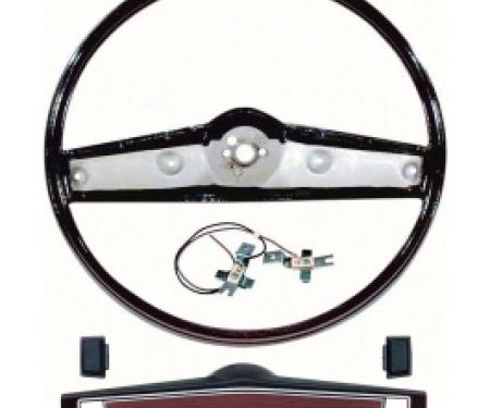 Nova Steering Wheel Kit, Standard, Black with Black Shroud, 1969-1970