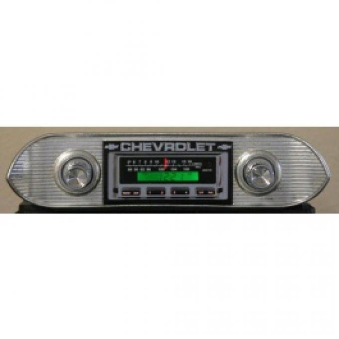 Chevy II-Nova Stereo Radio, KHE-300, AM/FM, Manual Tuning, Black Face, 1962-1965