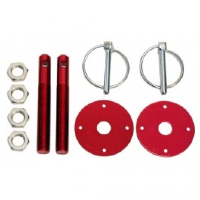 Aluminum Hood Pin Kit, Red