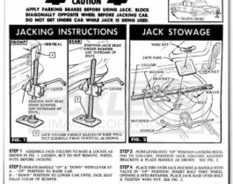 1962-1963 Nova And Chevy II Jack Instruction Decal, Regular Wheel, Coupe And Sedan