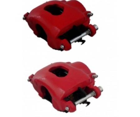 Nova Brake Calipers, Single Piston, Cast Iron Caliper, Red, 1968-1974