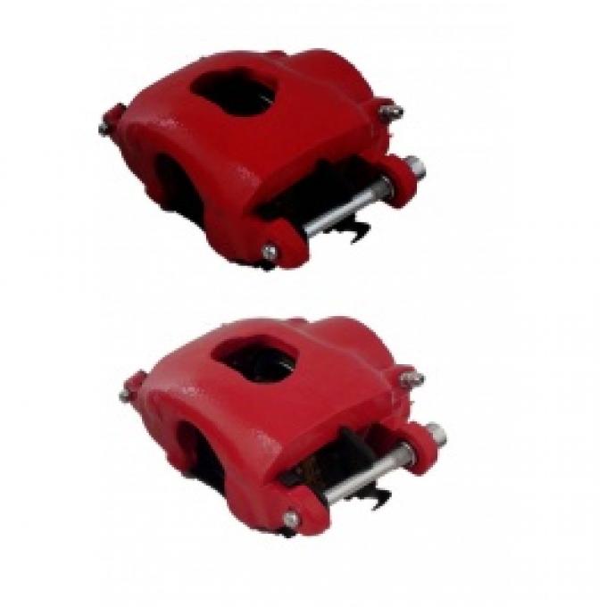 Nova Brake Calipers, Single Piston, Cast Iron Caliper, Red, 1968-1974