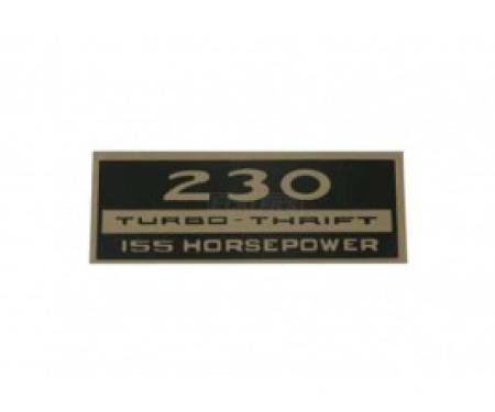 Nova & Chevy II Valve Cover Decal, 230 Turbo-Thrift, 155 HP, 1964