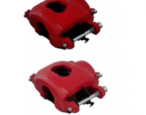 Nova Brake Calipers, Single Piston, Cast Iron Caliper, Red, 1968-1974