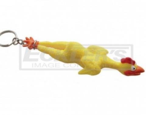 Rubber Chicken Key Chain, With Chrome Plated Chain