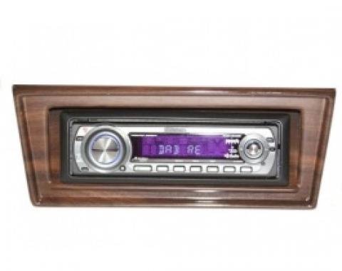 Chevy II-Nova Stereo Radio, KHE-100, AM/FM, Manual Tuning, Black Face, Wood Bezel, 1966-1967