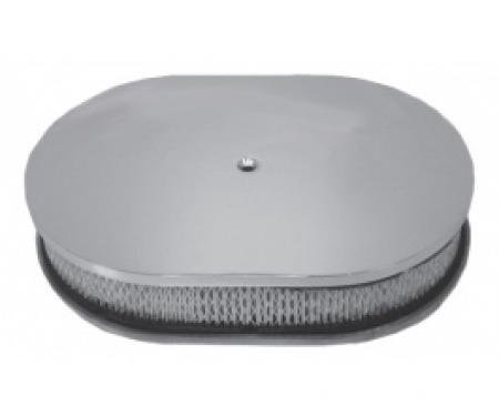 Air Cleaner, Oval Smooth Polished Aluminum, 12