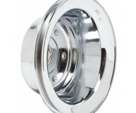 Nova Crank Shaft Pulley, Small Block With Long Water Pump, Single Groove, Chrome 1969-1979