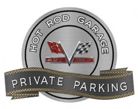 Chevy 427 Turbo Jet Hot Rod Garage Private Parking Metal Sign, 18 X 14