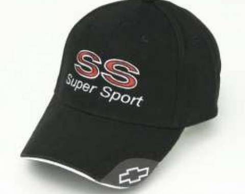 Chevy Cap, With Embroidered SS & Super Sport Script, Black