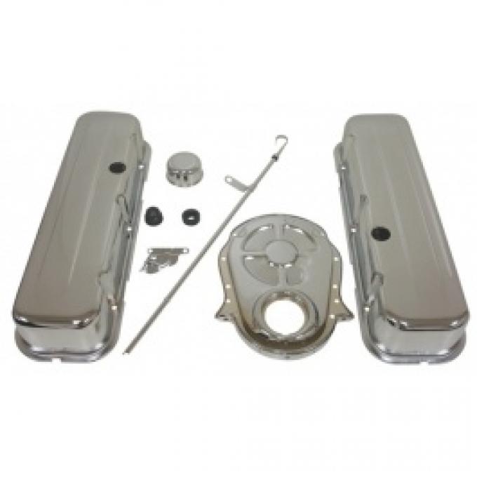 Nova & Chevy II Big Block Chrome Engine Dress Up Kit With Short Smooth Style Valve Covers