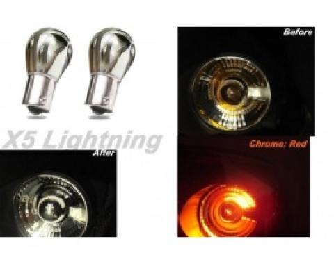 Light Bulbs, 1157, Chrome X5 Lightning Red Silver Stealth