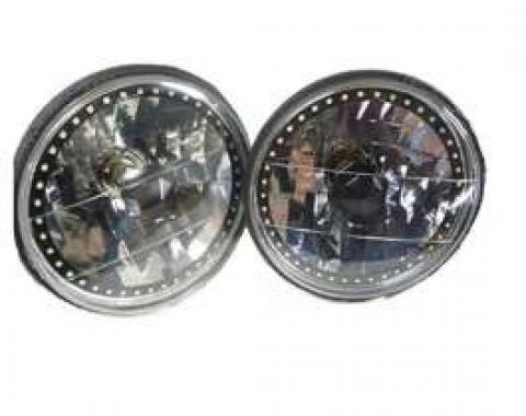 Nova and Chevy II Headlight, 7 Inch Round Blackout With Single Color White LED Halo, 1962-1979