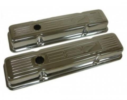 Chevy Small Block Chrome Valve Covers With 327 Logo, Tall, 1958-1986