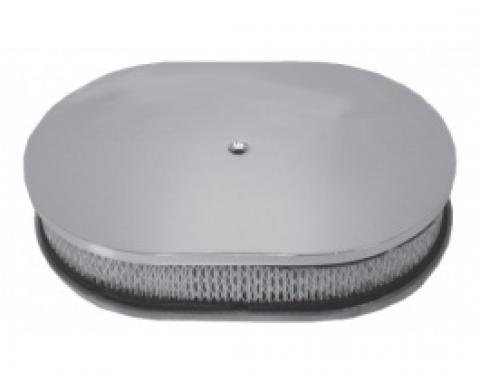 Air Cleaner, Oval Smooth Polished Aluminum, 12