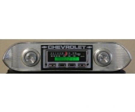 Chevy II-Nova Stereo Radio, KHE-300, AM/FM, Manual Tuning, Chrome Face, 1962-1965