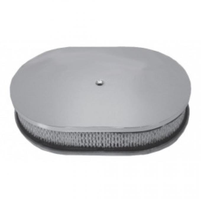 Air Cleaner, Oval Smooth Polished Aluminum, 12