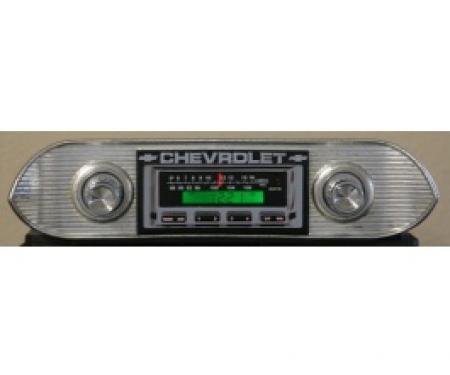 Chevy II-Nova Stereo Radio, KHE-100, AM/FM, Manual Tuning, Chrome Face, 1962-1965