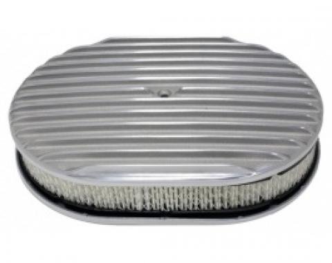 Air Cleaner, Oval Full Finned Polished Aluminum, 12