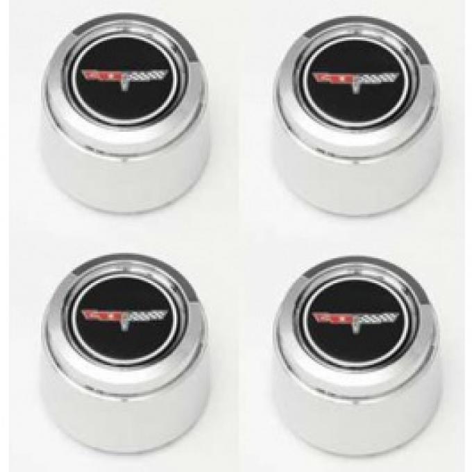 Nova 1980-1981 Corvette Pace Car Style Chrome Wheel Cap Set, For Corvette Style Aluminum Wheels