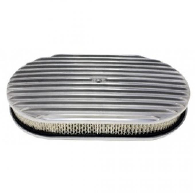 Air Cleaner, Oval Full Finned Polished Aluminum, 15
