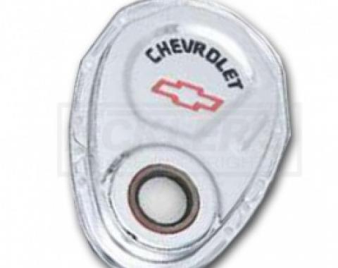 Nova Timing Chain Cover, Small Block, Chrome, With Chevrolet Script & Bowtie Logo, 1967-1969