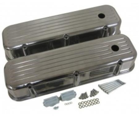 Chevy Big Block Valve Covers, Ball Milled Polished Aluminum, 1965-1995