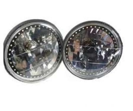 Nova and Chevy II Headlight, 7 Inch Round Blackout With Multi-Color LED Halo, 1962-1979