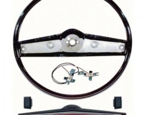 Nova Steering Wheel Kit, Standard, Black with Black Shroud, 1969-1970