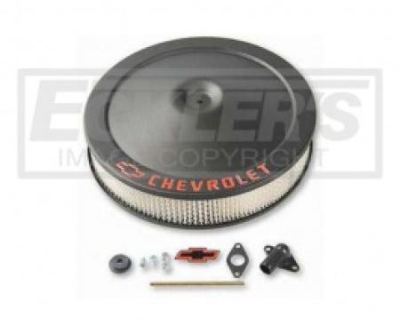Nova Air Cleaner Assembly, Open Element, Crinkle Black Finish, With Bowtie & Chevrolet Word, 1962-1979