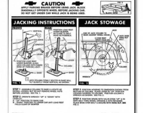 1963-1965 Nova And Chevy II Jack Instruction Decal, Regular Wheel, Station Wagon