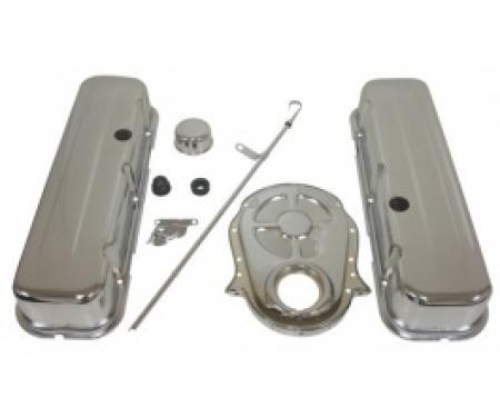 Nova & Chevy II Big Block Chrome Engine Dress Up Kit With Tall Smooth Style Valve Covers