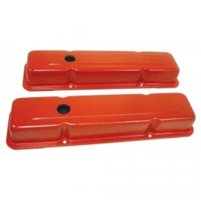 Chevy Small Block Valve Covers, Tall Style, Orange, 1958-1986