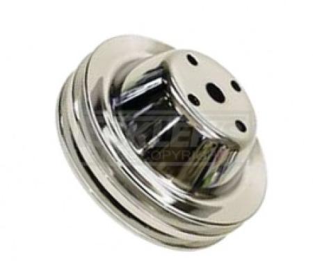 Nova Water Pump Pulley, Small Block With Long Water Pump, Double Groove, Chrome 1969-1979