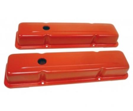 Chevy Small Block Valve Covers, Tall Style, Orange, 1958-1986