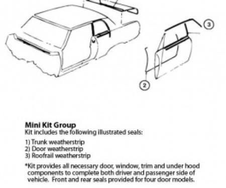 Nova Weatherstrip Mini Kit, 2-Door Hardtop, 1966-1967