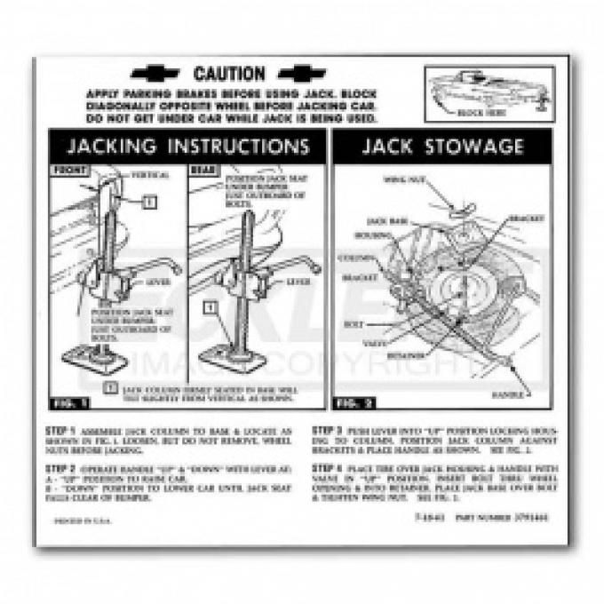 1962-1963 Nova And Chevy II Jack Instruction Decal, Regular Wheel, Convertible