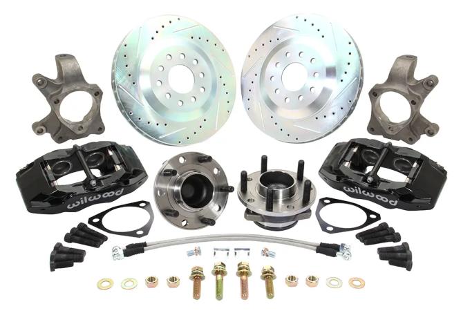 Classic Performance Corvette Style Front Disc Brake Spindle Wheel Kit with C7 Hubs & Wilwood Calipers 6474SWBK-DC7-WWB
