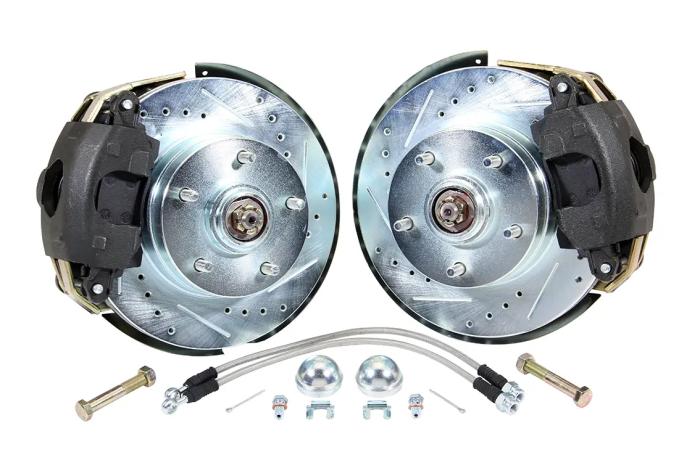 Classic Performance Front Disc Brake Kit with 2" Drop Spindles for 64- 72 GM A Body, 11" Rotors, Single Piston 6474SWBK-D