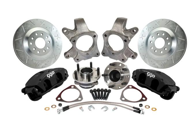 Classic Performance Corvette Style Front Disc Brake Spindle Wheel Kit with C7 Hubs & 2" Drop Spindles, 1964-74 AXF GM A-F-X_ Bodies 6474SWBK-DC7B